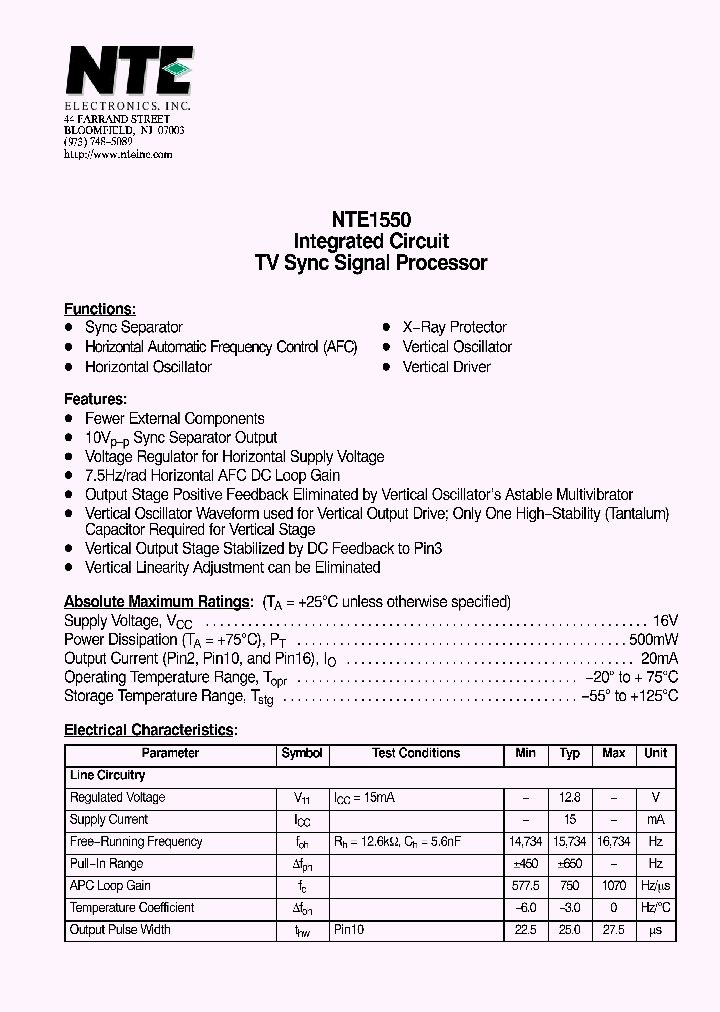 NTE1550_1290177.PDF Datasheet