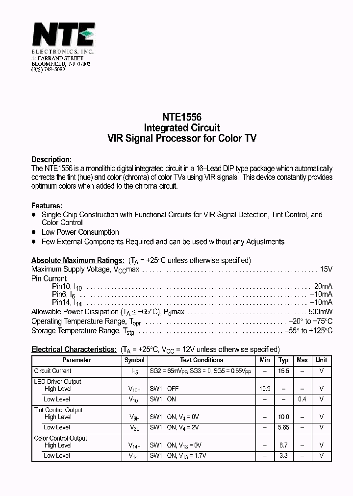 NTE1556_1290178.PDF Datasheet