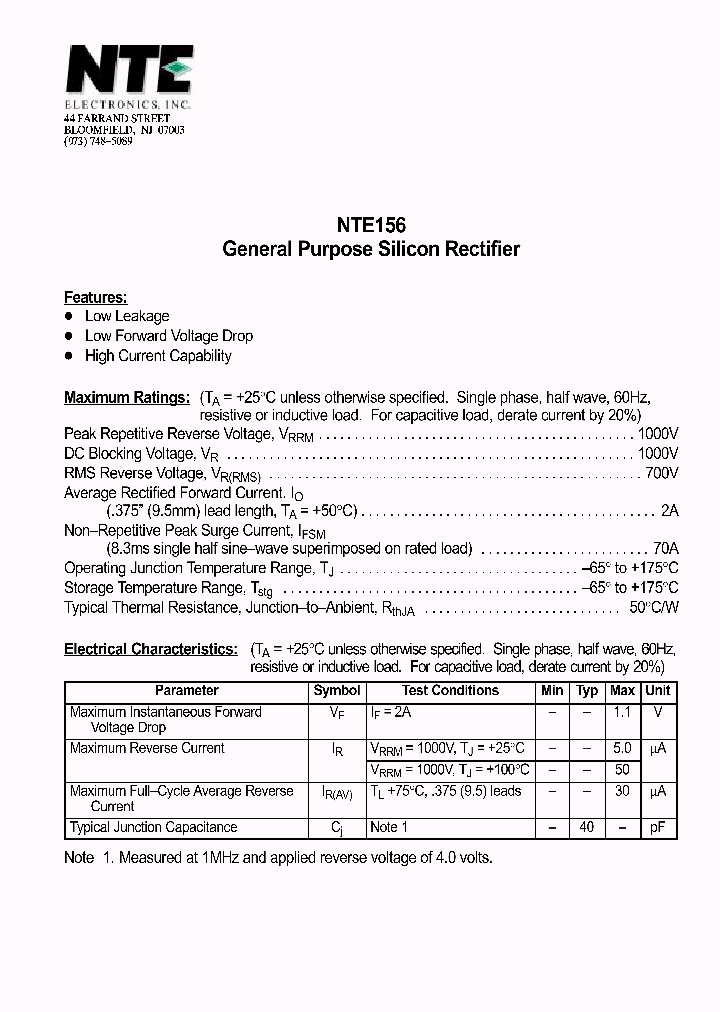 NTE156_1187039.PDF Datasheet