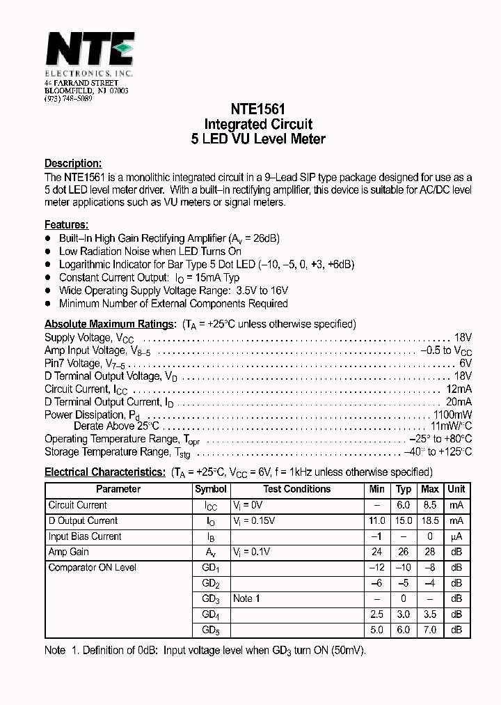 NTE1561_1290182.PDF Datasheet