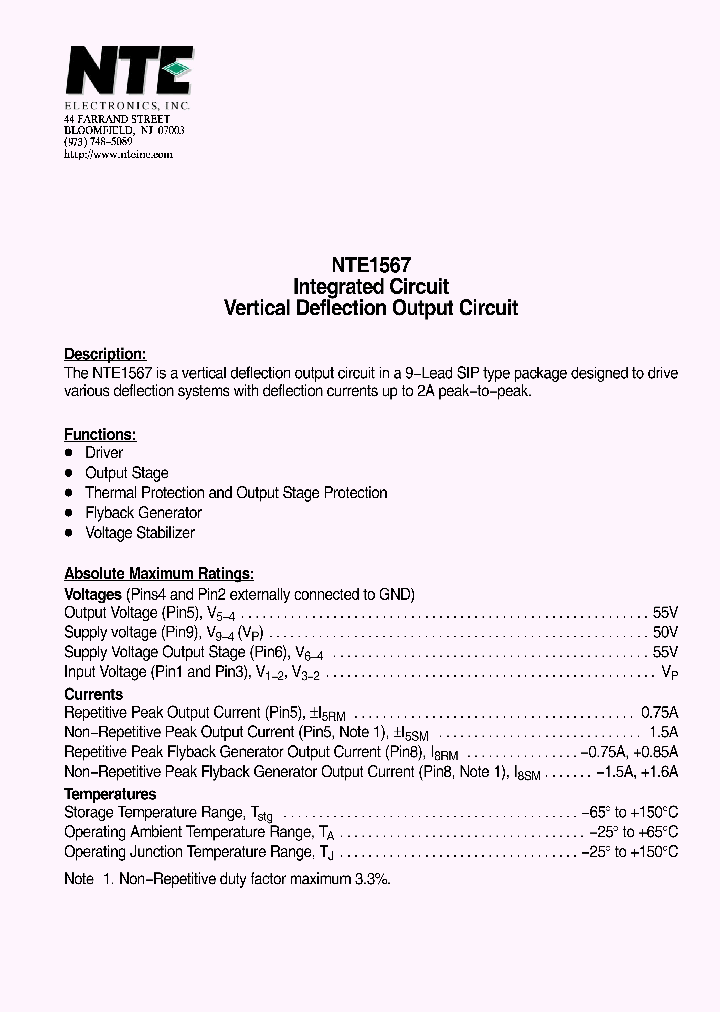 NTE1567_1290184.PDF Datasheet