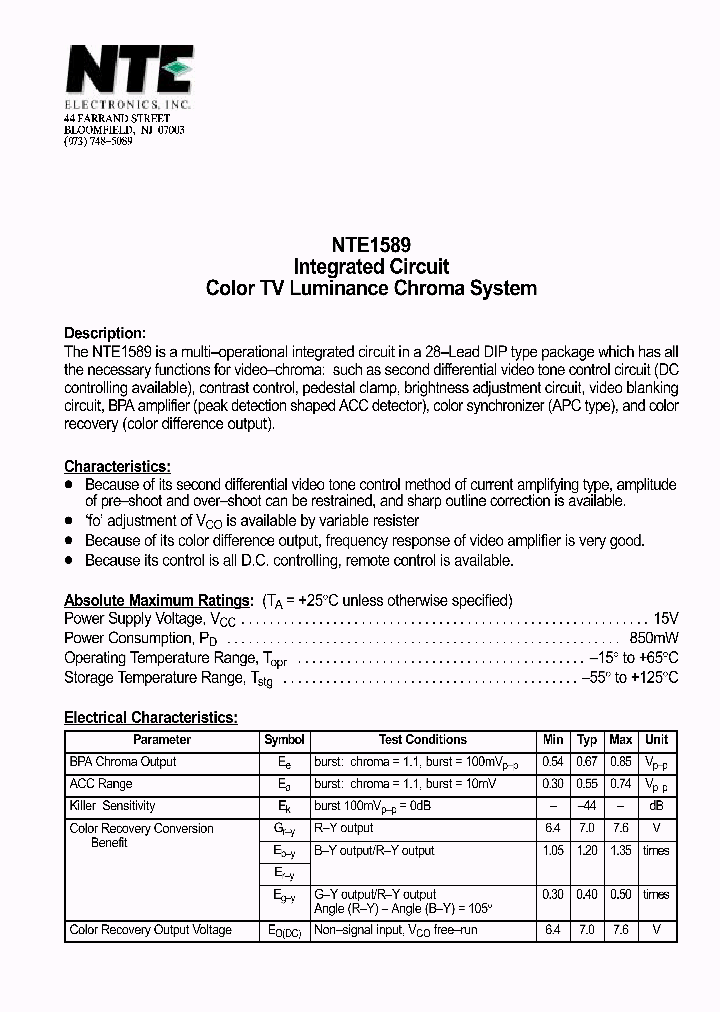 NTE1589_1290194.PDF Datasheet
