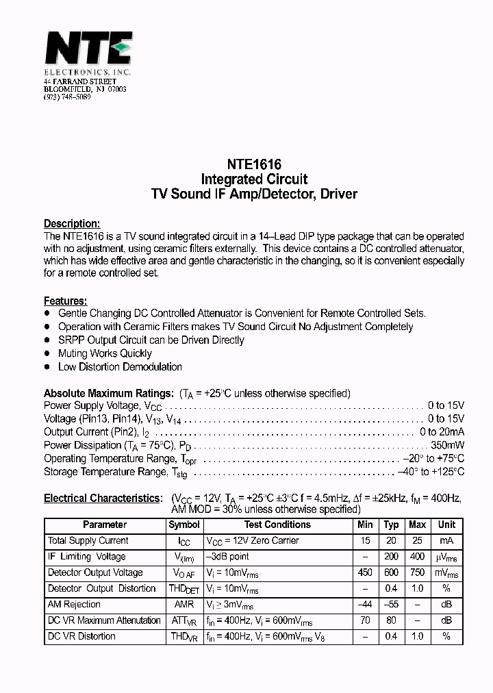 NTE1616_1290214.PDF Datasheet