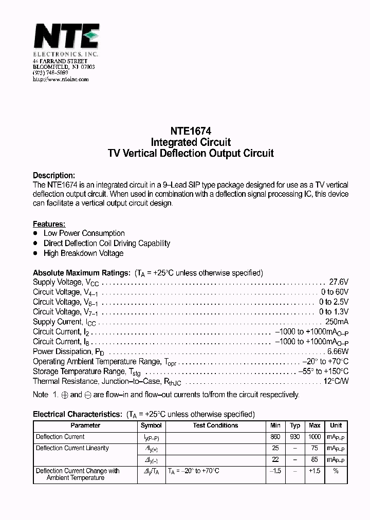 NTE1674_1290242.PDF Datasheet