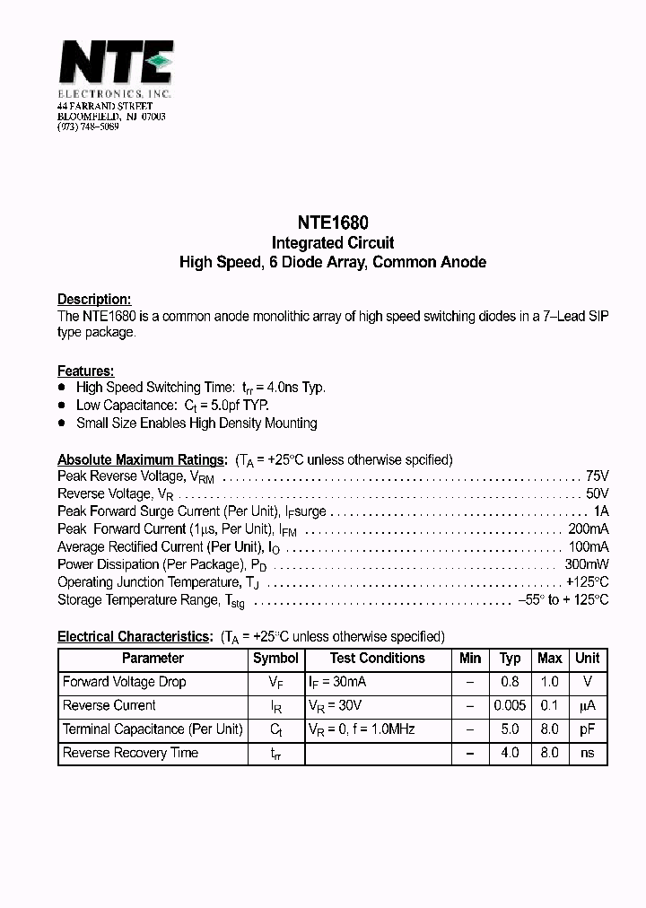 NTE1680_1290245.PDF Datasheet