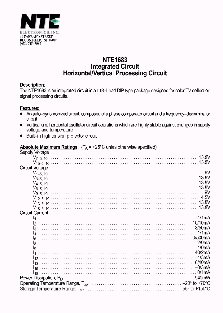 NTE1683_1290247.PDF Datasheet