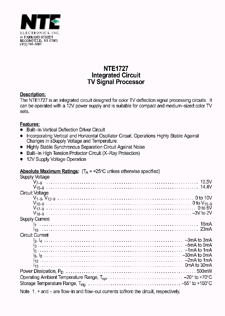 NTE1727_1290280.PDF Datasheet