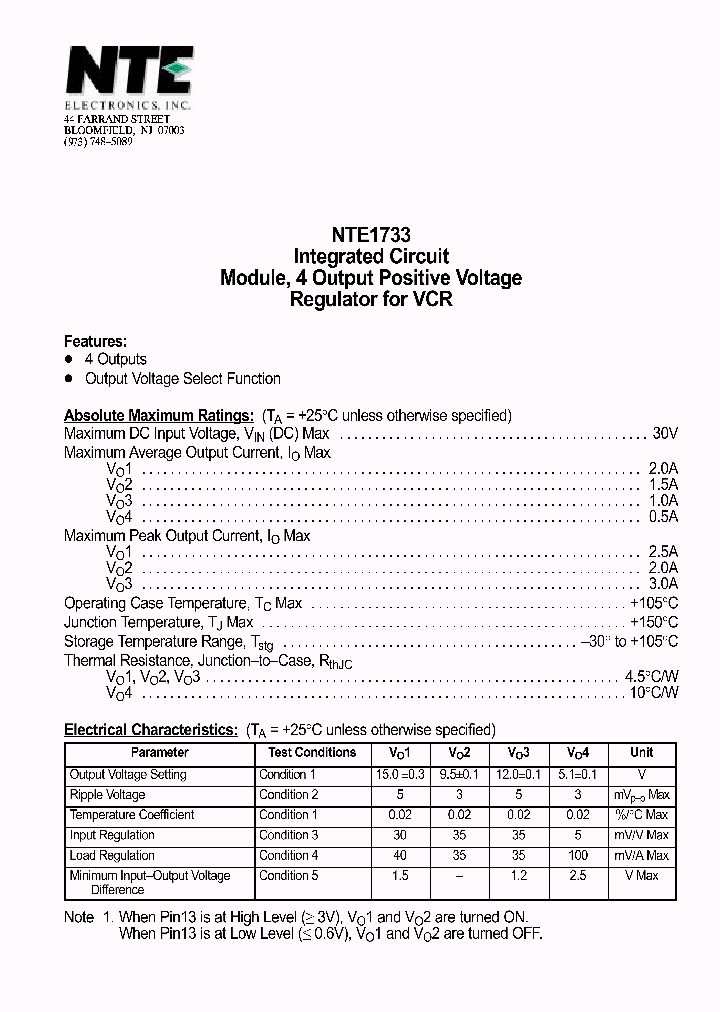 NTE1733_1290286.PDF Datasheet