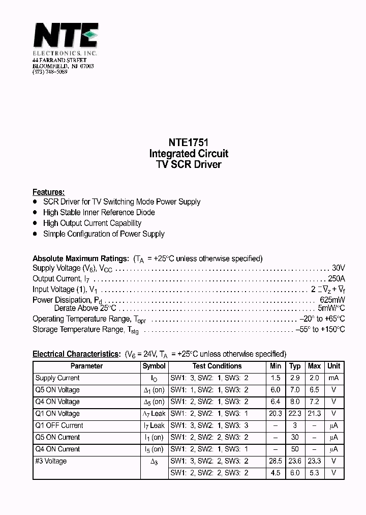 NTE1751_1290295.PDF Datasheet