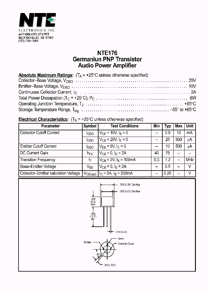 NTE176_1290301.PDF Datasheet