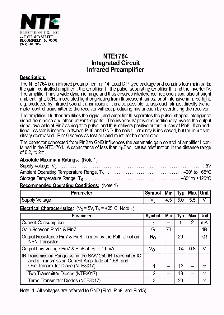 NTE1764_1290303.PDF Datasheet