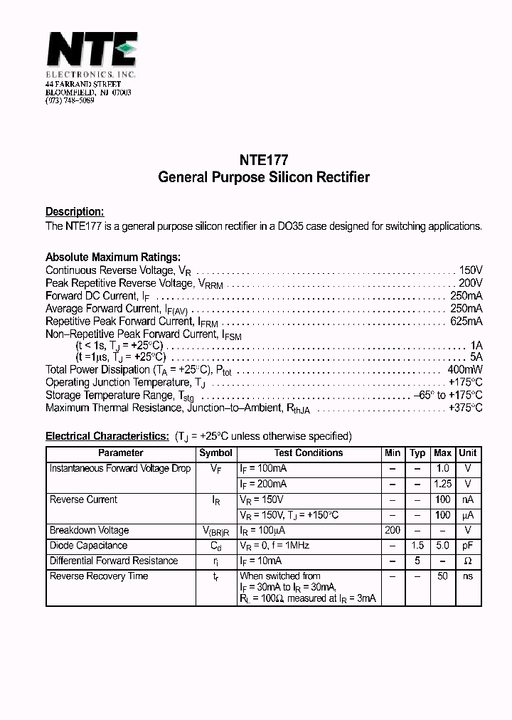 NTE177_1290307.PDF Datasheet