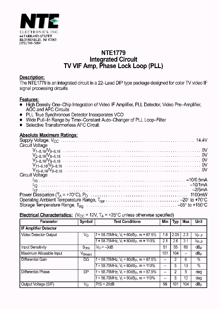 NTE1779_1290313.PDF Datasheet