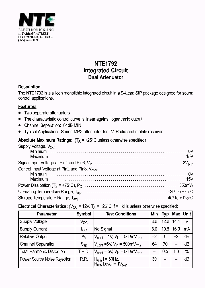 NTE1792_1290318.PDF Datasheet