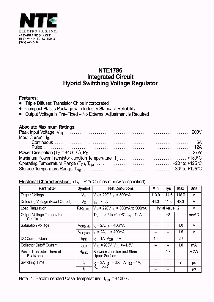 NTE1796_1290321.PDF Datasheet