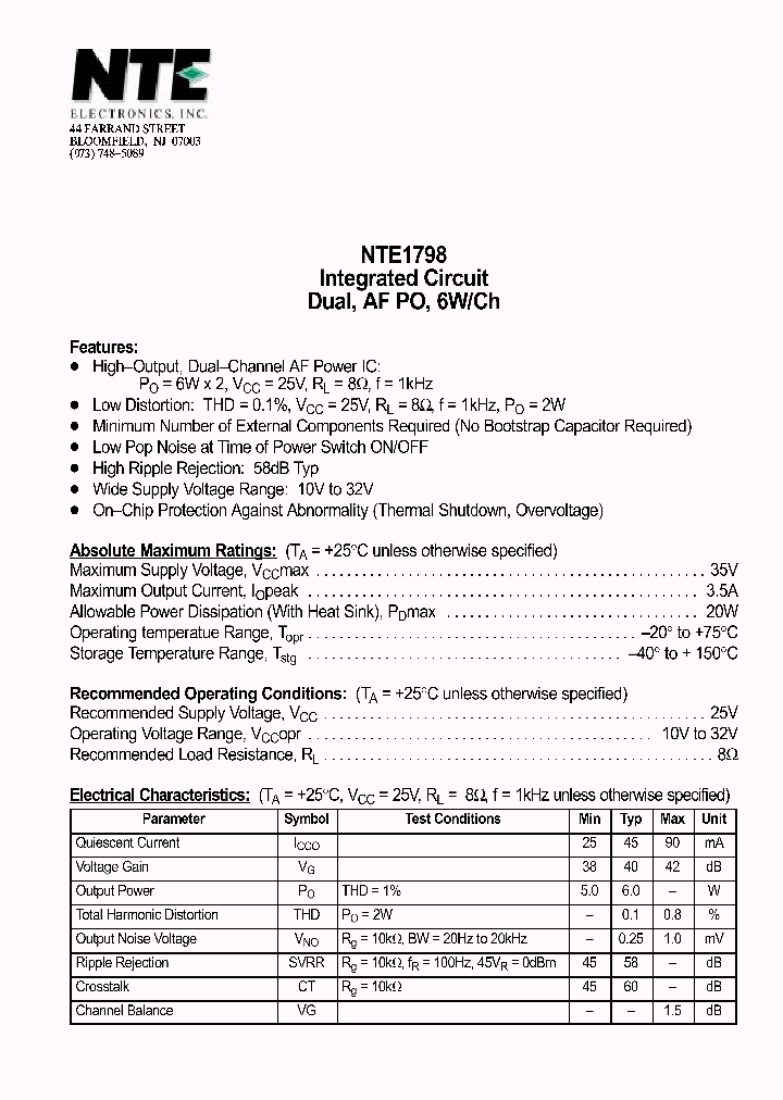 NTE1798_1290323.PDF Datasheet