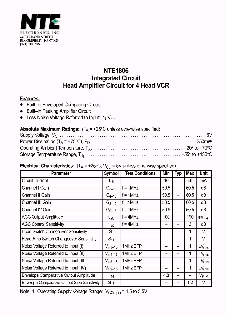 NTE1806_1290331.PDF Datasheet