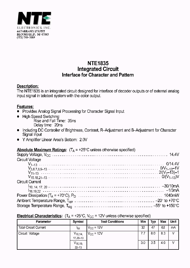 NTE1835_1290353.PDF Datasheet