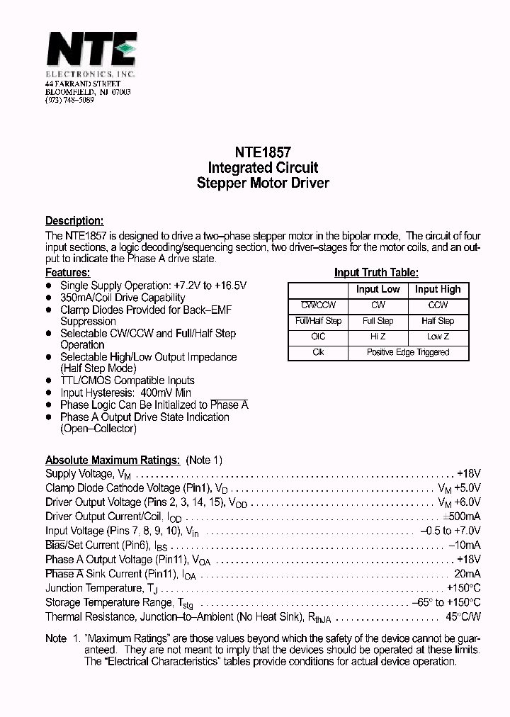 NTE1857_1290372.PDF Datasheet