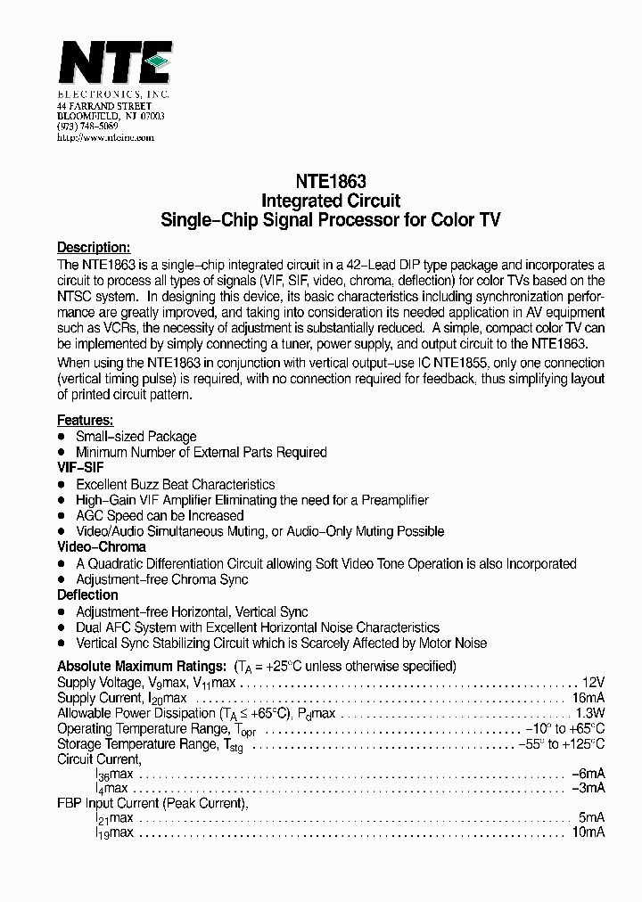 NTE1863_1290377.PDF Datasheet