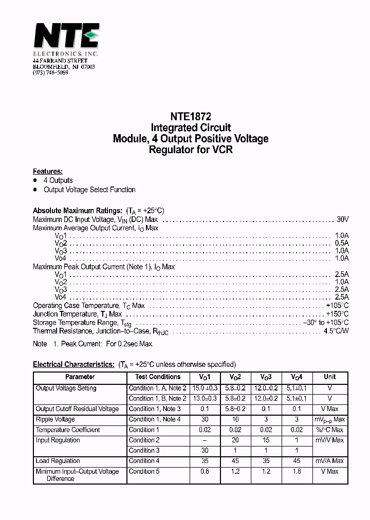 NTE1872_1290384.PDF Datasheet