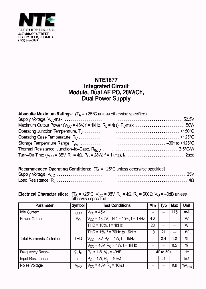 NTE1877_1290386.PDF Datasheet