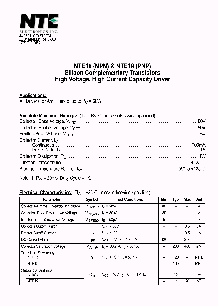 NTE19_1290401.PDF Datasheet