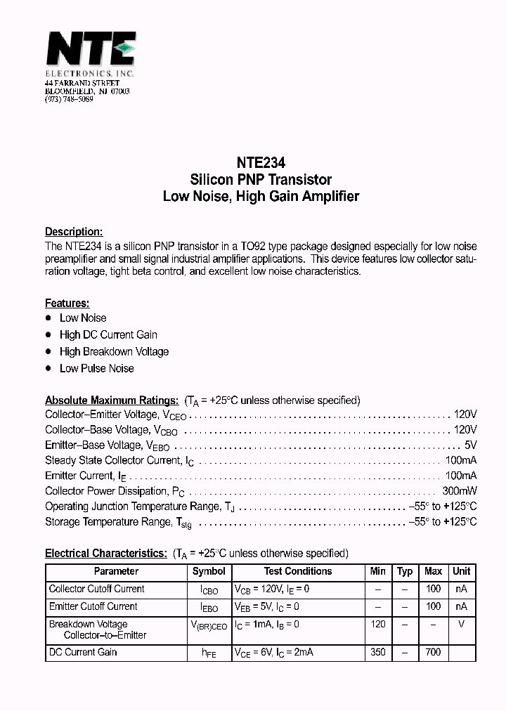 NTE234_1290541.PDF Datasheet