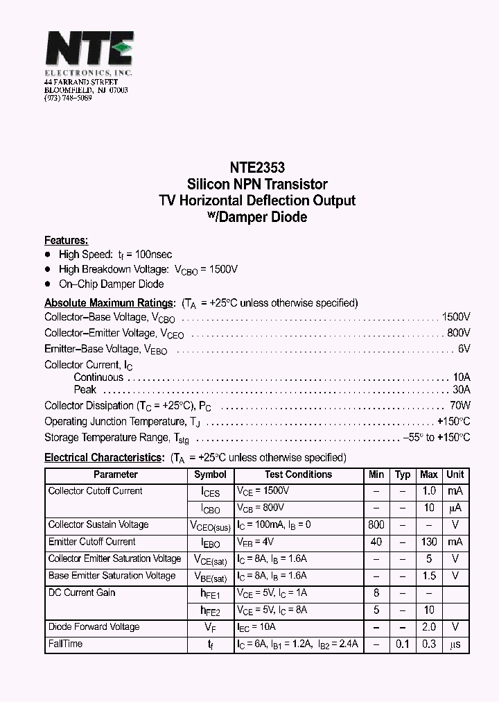 NTE2353_1290551.PDF Datasheet