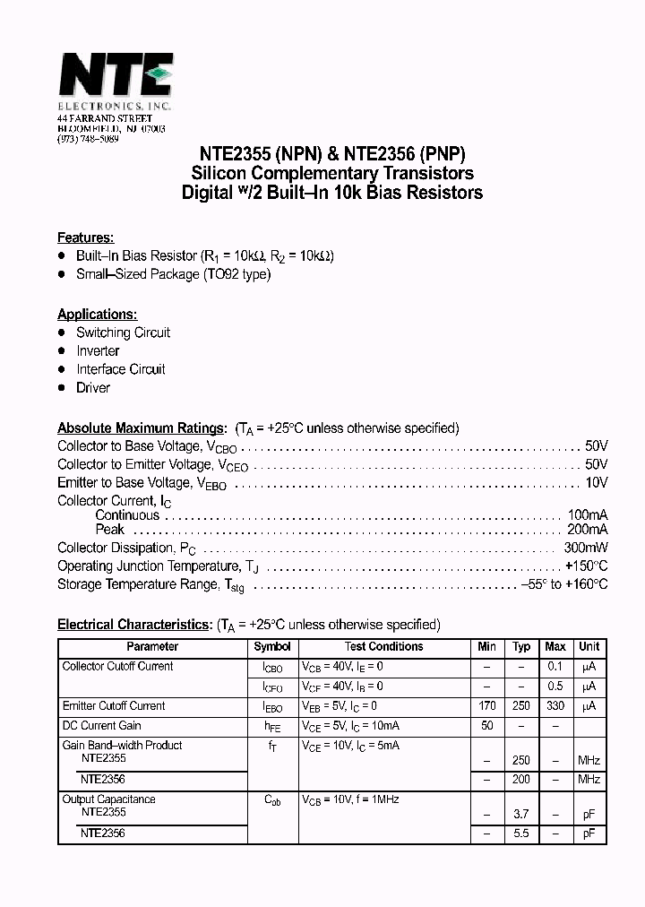 NTE2356_1290553.PDF Datasheet