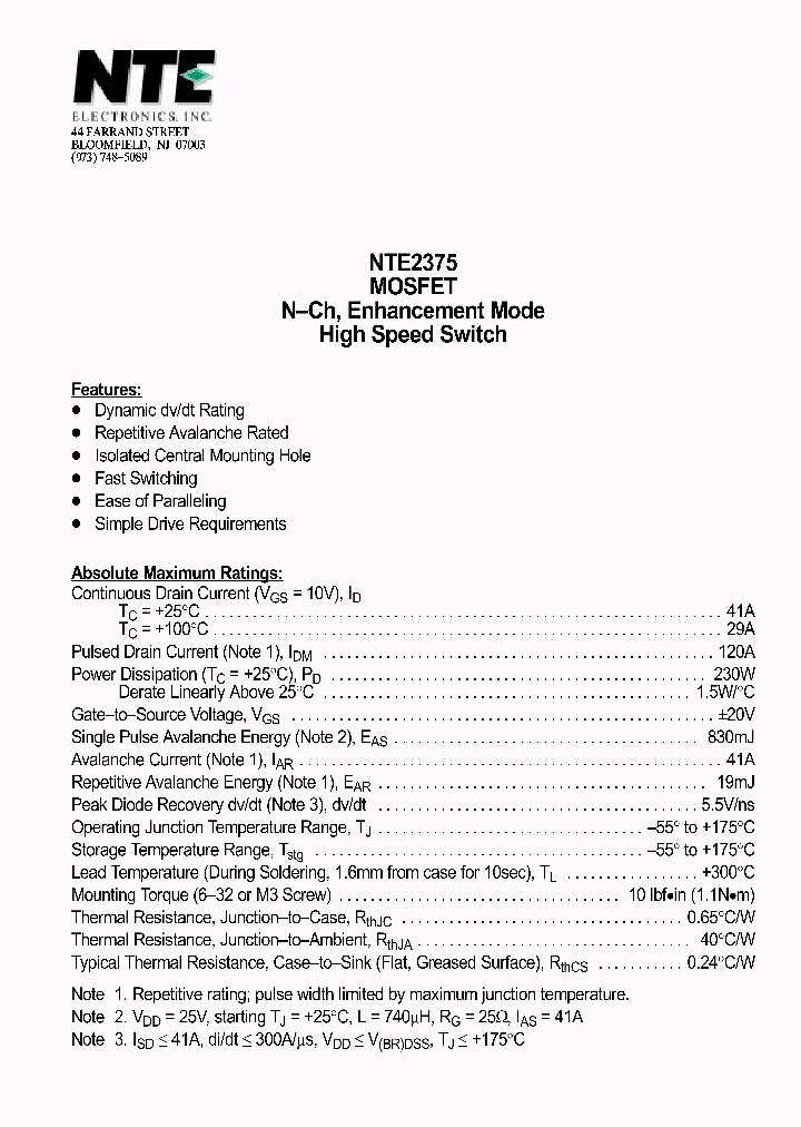 NTE2375_1290566.PDF Datasheet