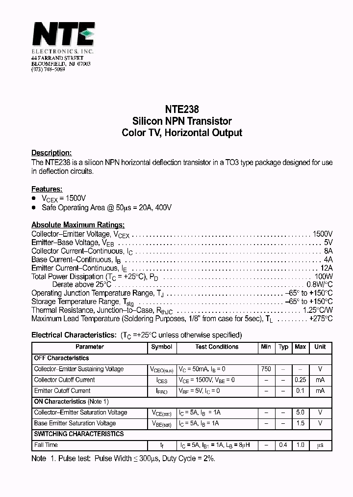 NTE238_1290571.PDF Datasheet