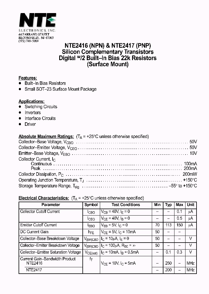 NTE2417_1290601.PDF Datasheet