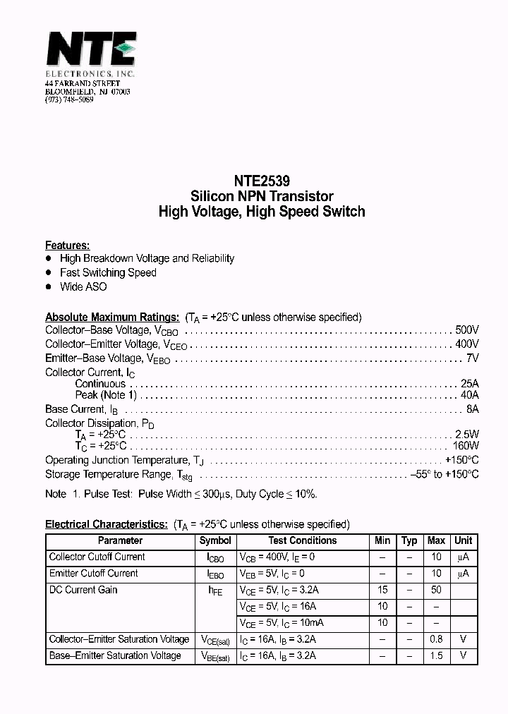 NTE2539_1290638.PDF Datasheet