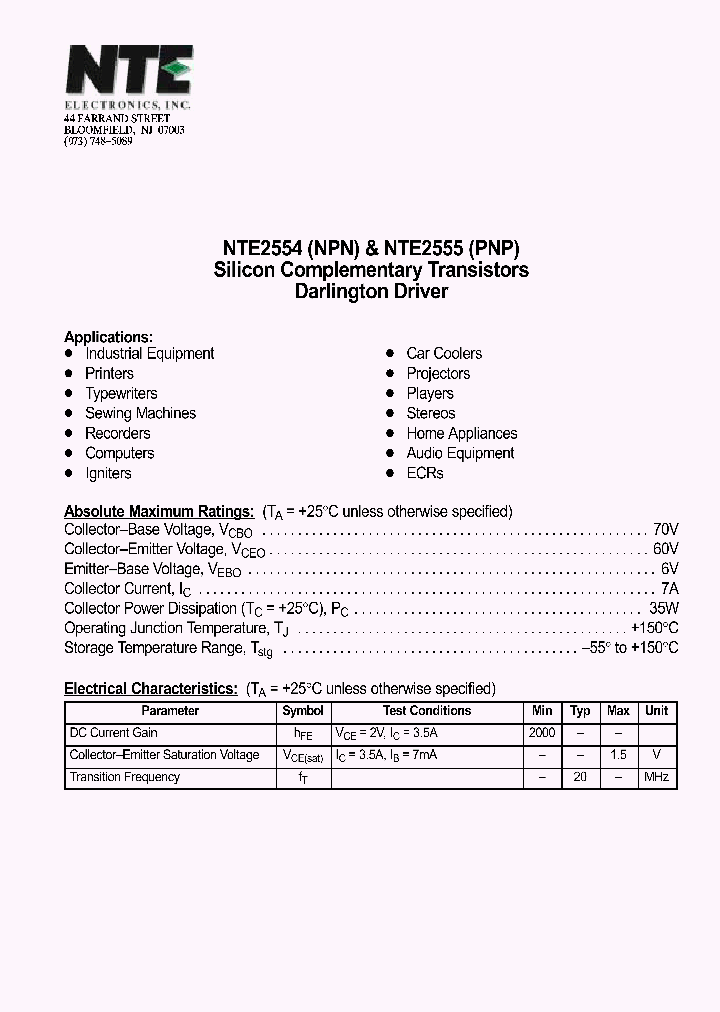 NTE2555_1290651.PDF Datasheet