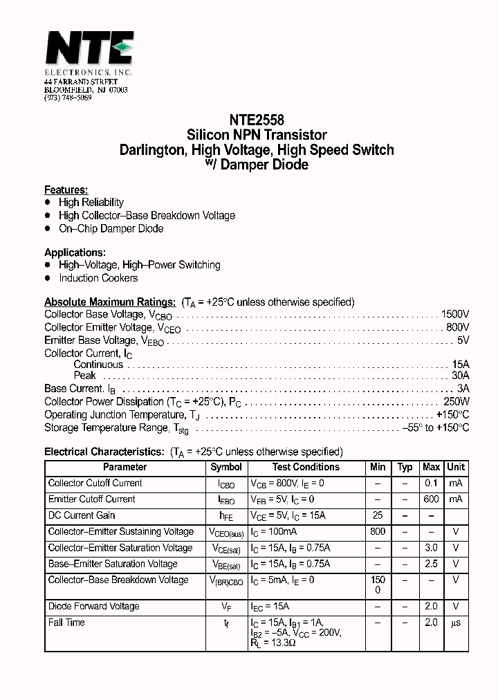 NTE2558_1290654.PDF Datasheet