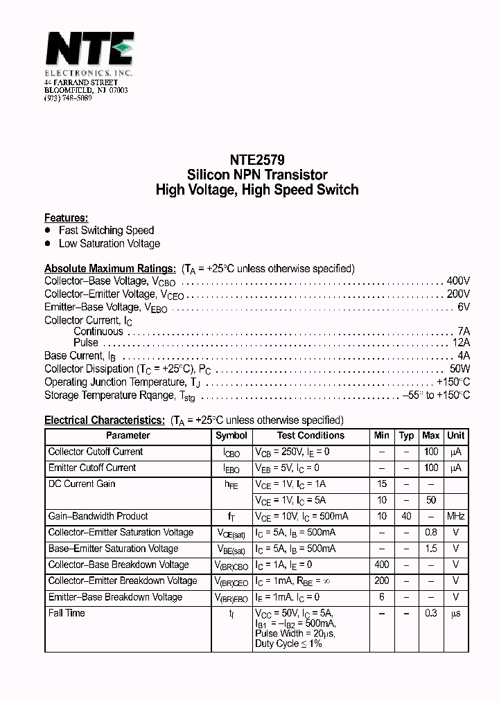 NTE2579_1290666.PDF Datasheet