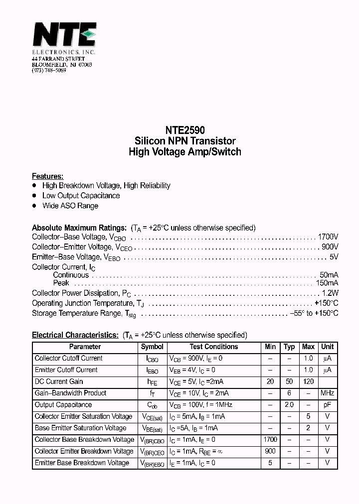 NTE2590_1076600.PDF Datasheet