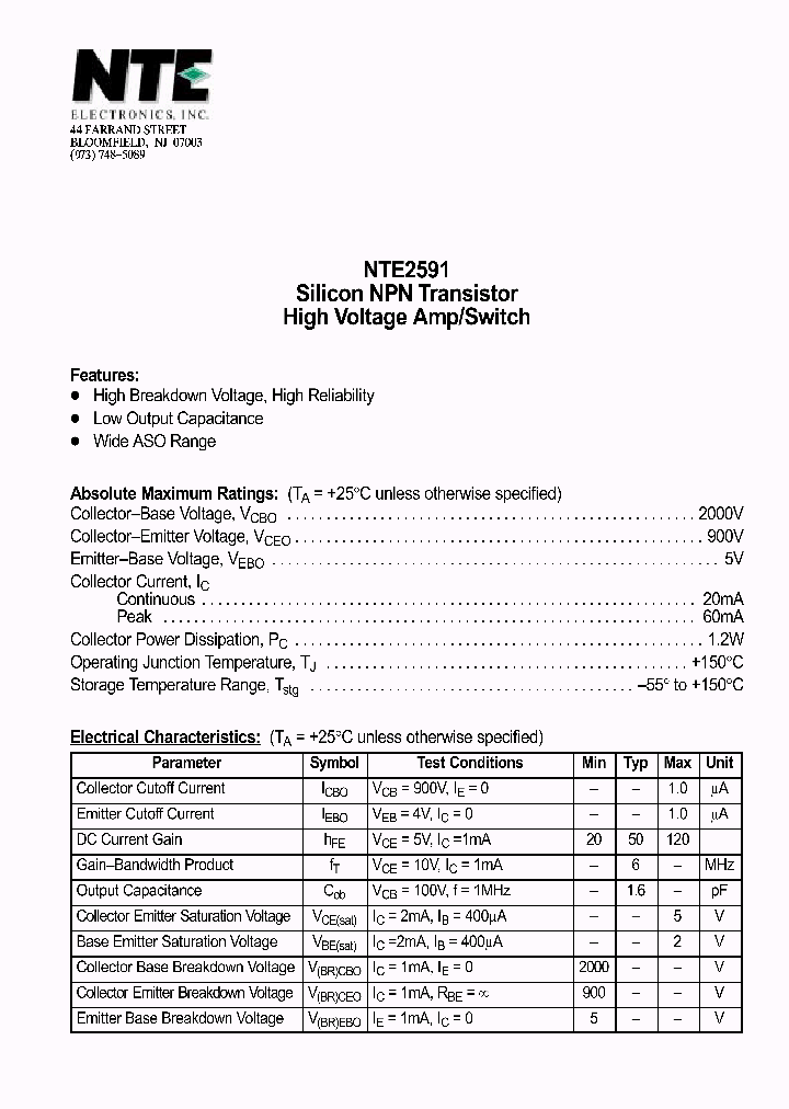 NTE2591_1076601.PDF Datasheet