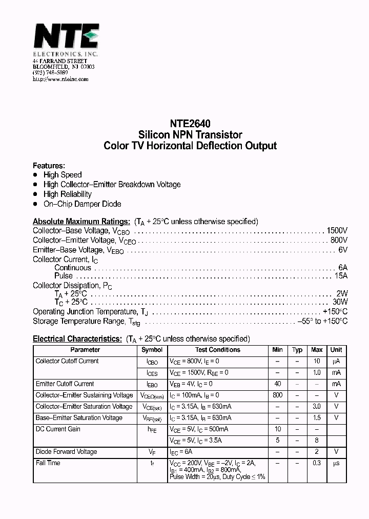 NTE2640_1290677.PDF Datasheet