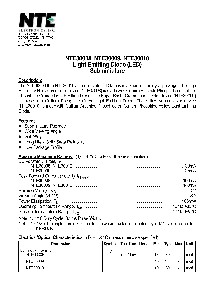 NTE30009_1116617.PDF Datasheet