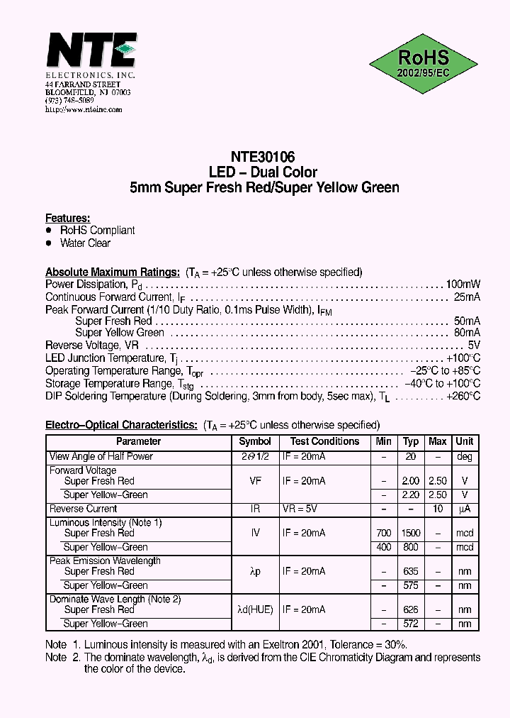 NTE30106_1116664.PDF Datasheet
