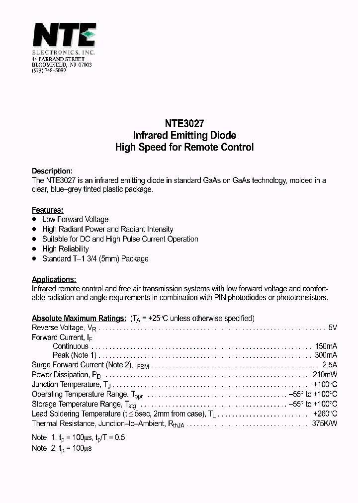 NTE3027_1290759.PDF Datasheet