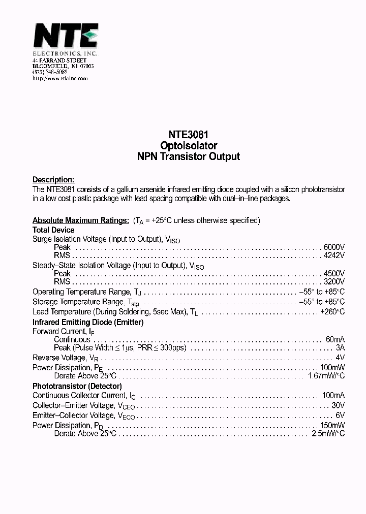 NTE3081_1290783.PDF Datasheet
