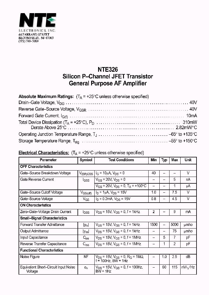 NTE326_1290839.PDF Datasheet