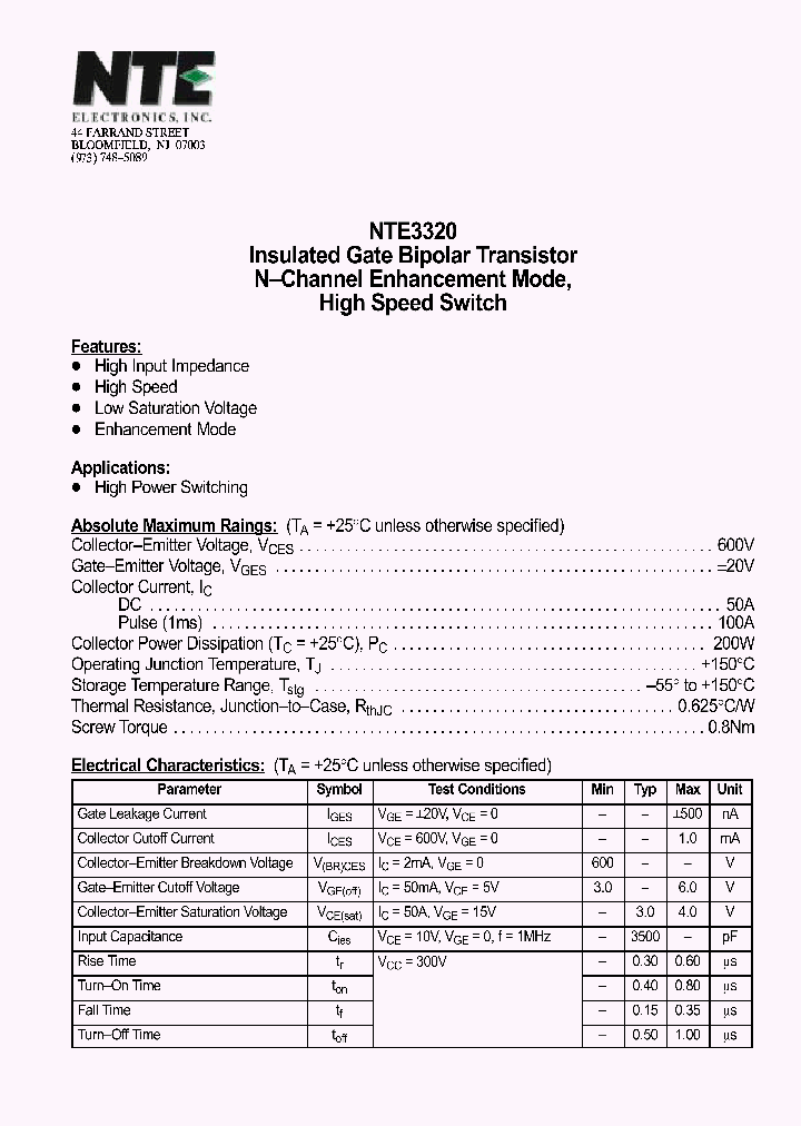 NTE3320_1290849.PDF Datasheet