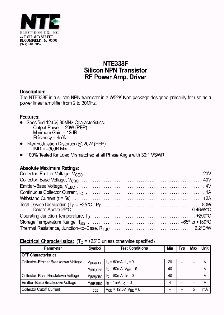 NTE338F_1290854.PDF Datasheet