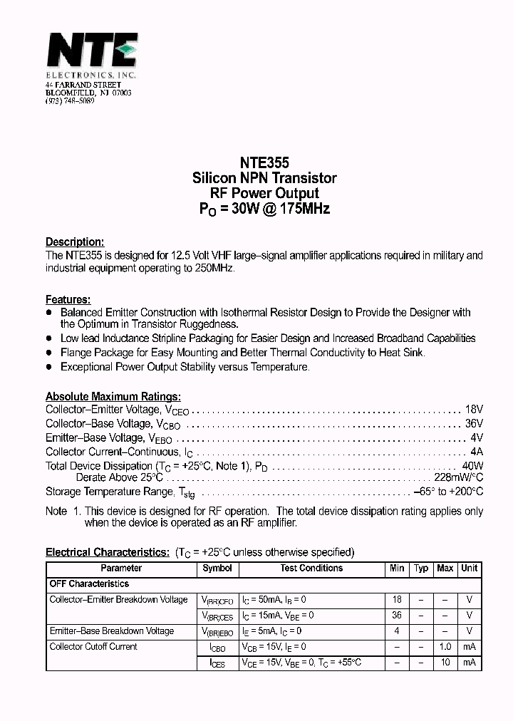 NTE355_1290869.PDF Datasheet