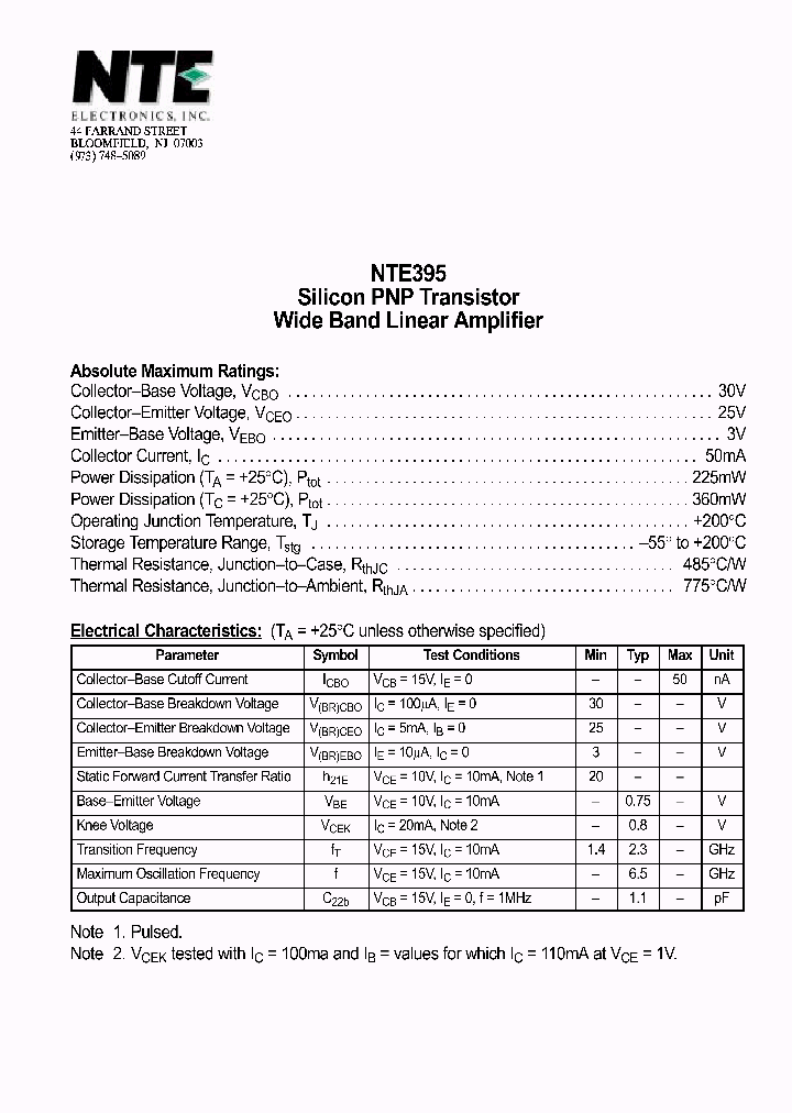 NTE395_1290898.PDF Datasheet