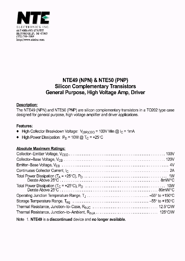 NTE50_1290933.PDF Datasheet
